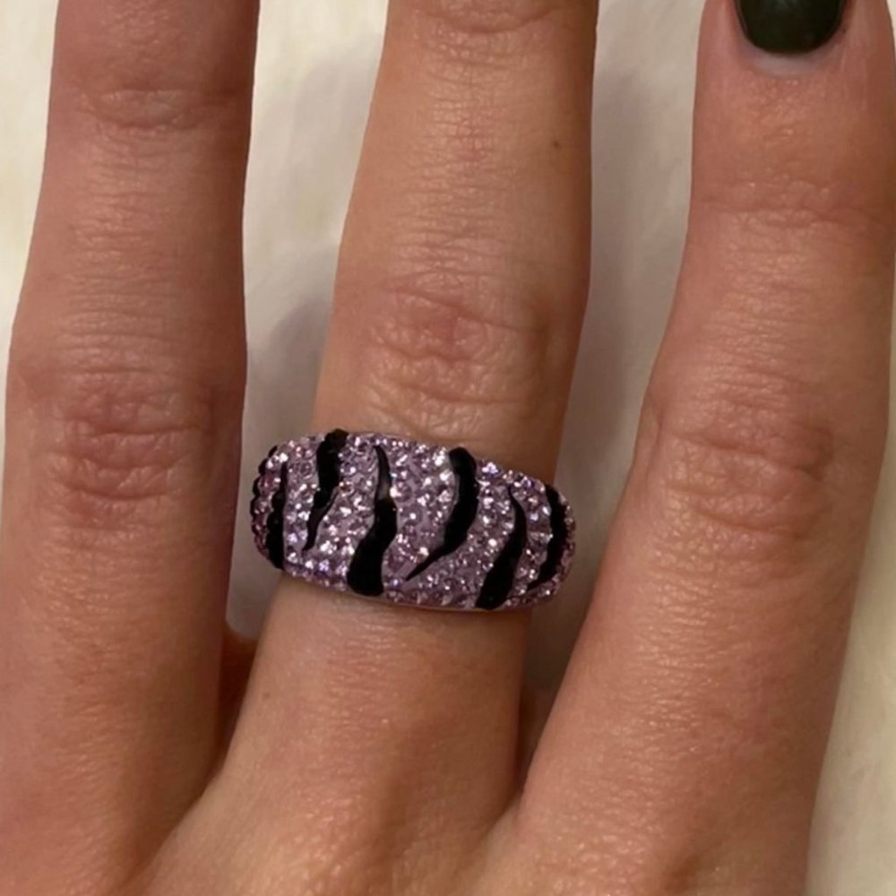 Wild Purple Zebra Crystal Ring